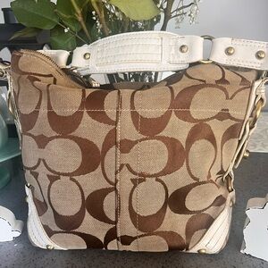 Coach Brown and Cream beautiful Signature Shoulder Bag